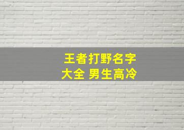 王者打野名字大全 男生高冷